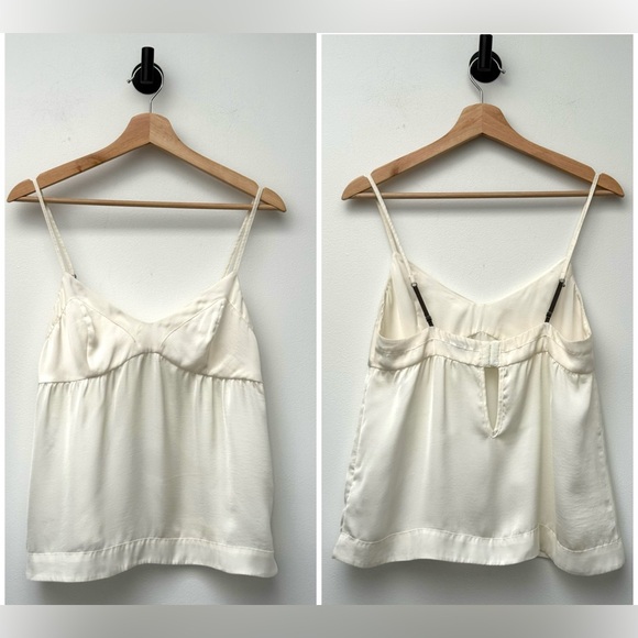 Talula Tops - Aritzia Talula Cream Satin Spaghetti-Strap Minimalist Cami Tank Adjustable Staps